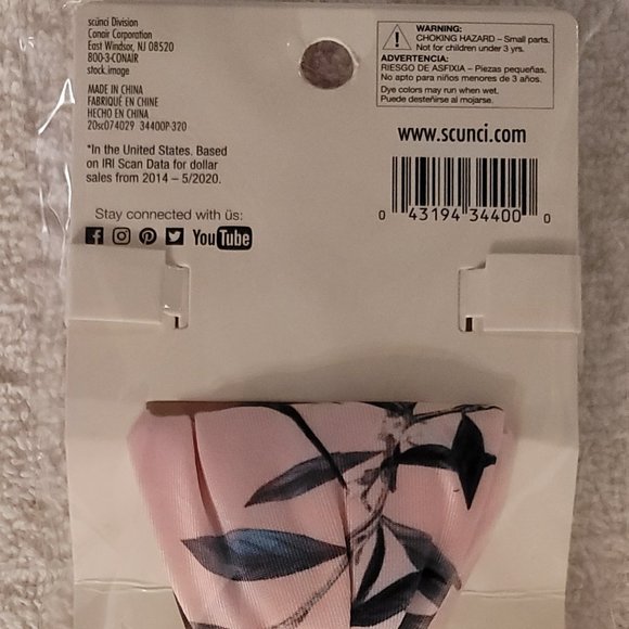 SCUNCI 2-IN-1 Headwrap Mask - Pink Floral - Picture 3 of 3